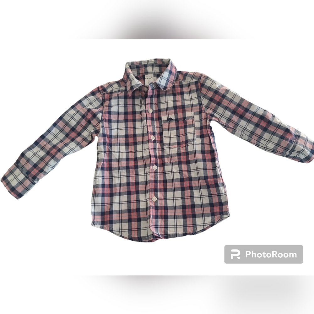 Carter's Boys Plaid long sleeve button down shirt Size 2T